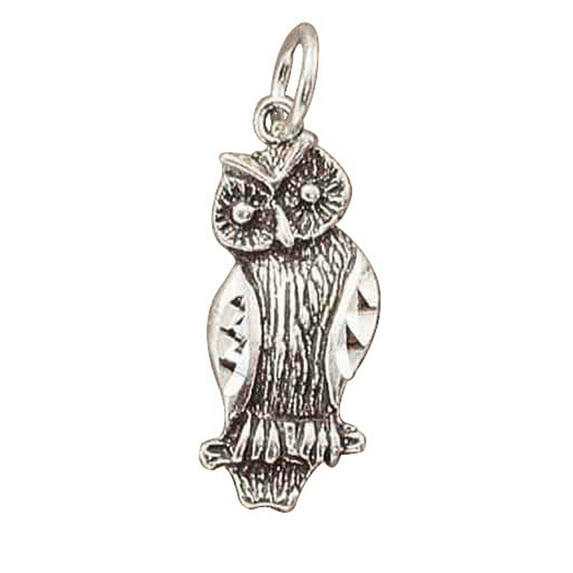 Sterling Silver 7" 4.5mm Charm Bracelet With Attached Hoot Owl Bird Charm