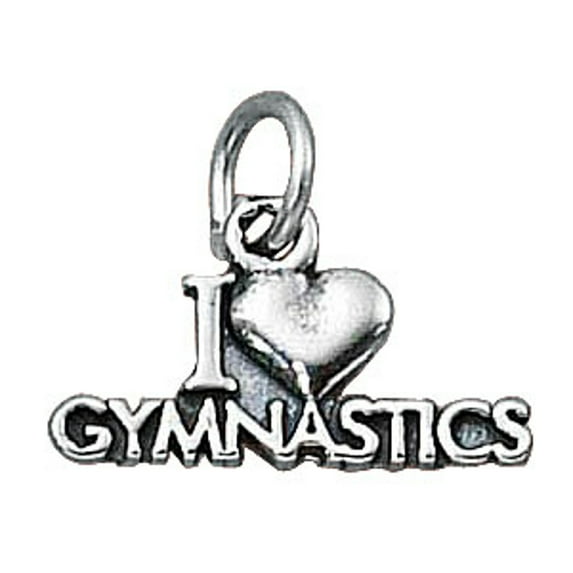 Sterling Silver 7" 4.5mm Charm Bracelet With Attached I LOVE GYMNASTICS Sports Word Charm