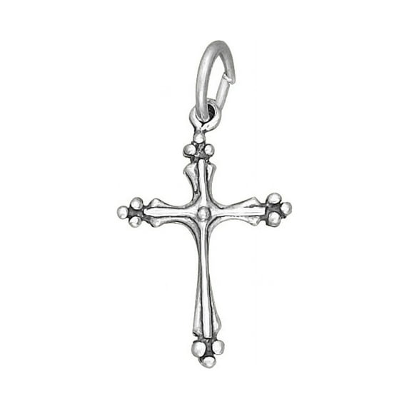 Sterling Silver 7" 4.5mm Charm Bracelet With Attached Lightweight Fancy Christian Cross Charm
