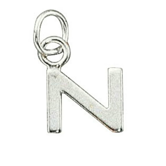 Sterling Silver 7" 4.5mm Charm Bracelet With Attached Lined Letter N Charm