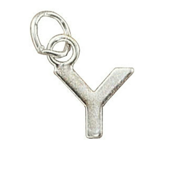 Sterling Silver 7" 4.5mm Charm Bracelet With Attached Lined Letter Y Charm