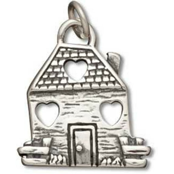 Sterling Silver 7" 4.5mm Charm Bracelet With Attached Loving Heart Home Charm