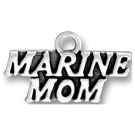 Sterling Silver 7" 4.5mm Charm Bracelet With Attached MARINE MOM Military Word Charm