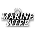 thumbnail image 1 of Sterling Silver 7" 4.5mm Charm Bracelet With Attached MARINE WIFE Military Armed Forces Word Charm, 1 of 1