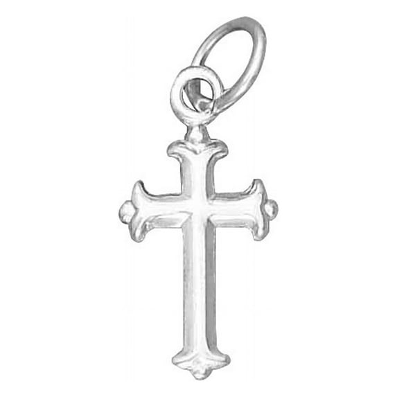 Sterling Silver 7" 4.5mm Charm Bracelet With Attached MINI Christian Cross Charm BRANCHed Ends