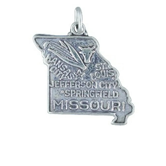 Sterling Silver 7" 4.5mm Charm Bracelet With Attached MISSIOURI State Map Outline Word Charm