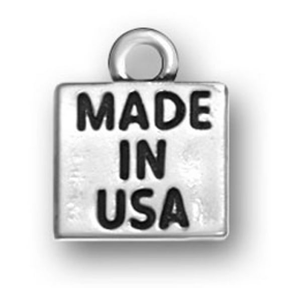 Sterling Silver 7" 4.5mm Charm Bracelet With Attached Made In USA Word Sign Charm
