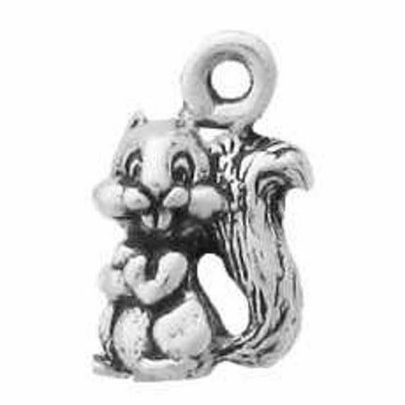 Sterling Silver 7" 4.5mm Charm Bracelet With Attached Mini Cute Cartoon Squirrel With Buck Teeth Charm