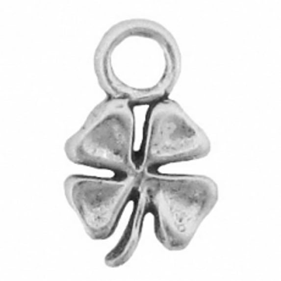 Sterling Silver 7" 4.5mm Charm Bracelet With Attached Mini Four Leaf Clover Charm