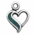 thumbnail image 1 of Sterling Silver 7" 4.5mm Charm Bracelet With Attached Mini Heart Simulated Turquoise Inlay On Side Charm, 1 of 2