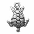 thumbnail image 1 of Sterling Silver 7" 4.5mm Charm Bracelet With Attached Mini Sea Turtle Swimming Down Charm, 1 of 2
