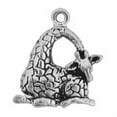 thumbnail image 1 of Sterling Silver 7" 4.5mm Charm Bracelet With Attached Mini Sitting Giraffe Head Down Charm, 1 of 1
