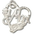 thumbnail image 1 of Sterling Silver 7" 4.5mm Charm Bracelet With Attached Number One Mom Heart Charm With Flower, 1 of 2