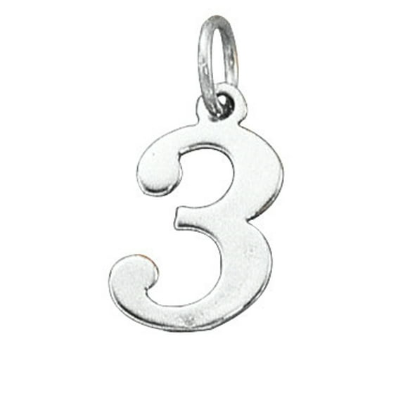 Sterling Silver 7" 4.5mm Charm Bracelet With Attached Number Three 3 Charm