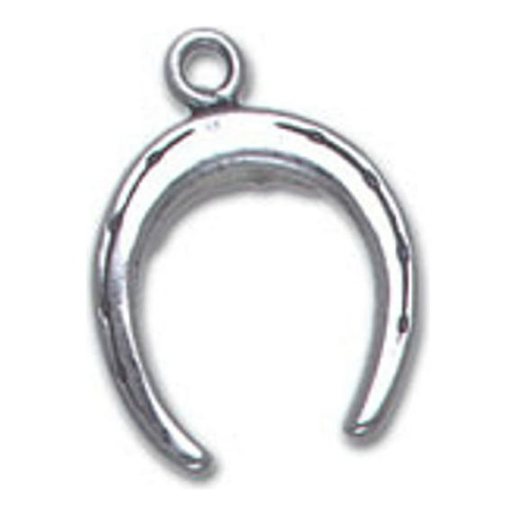 Sterling Silver 7" 4.5mm Charm Bracelet With Attached Open Heeled Lucky Horseshoe Charm