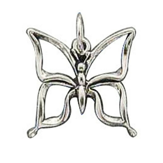 Sterling Silver 7" 4.5mm Charm Bracelet With Attached Open Wings Butterfly Charm