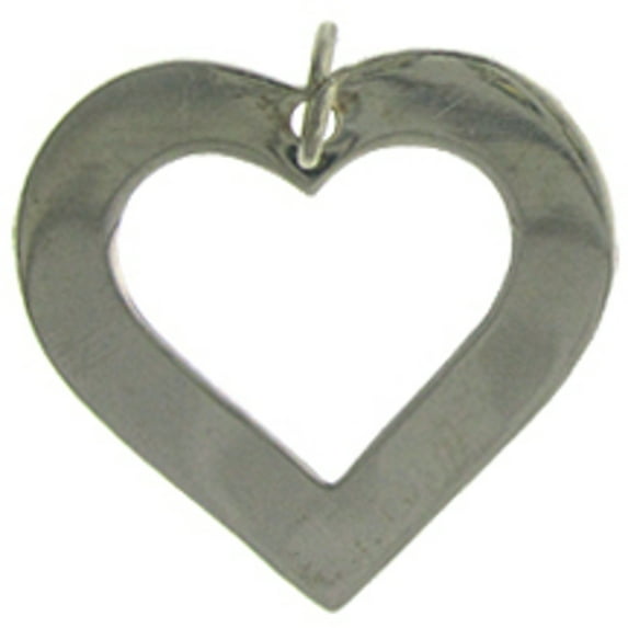 Sterling Silver 7" 4.5mm Charm Bracelet With Attached Outlined Flat Heart Charm
