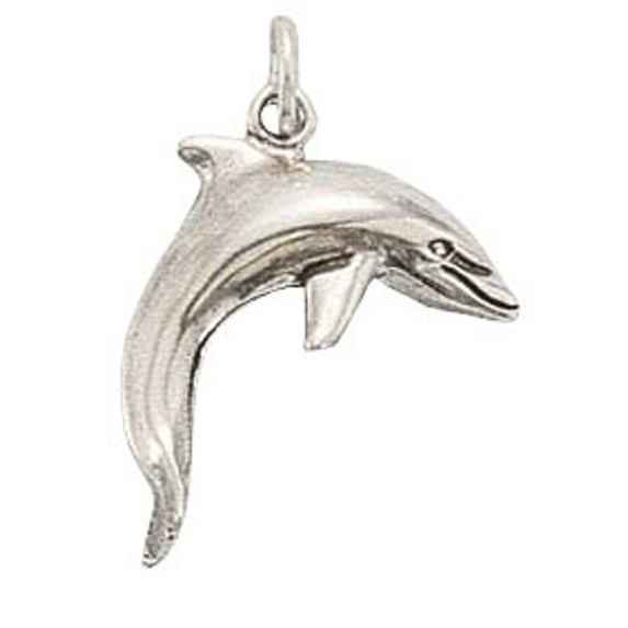 Sterling Silver 7" 4.5mm Charm Bracelet With Attached Partially 3D Dolphin Charm With Hollow Back