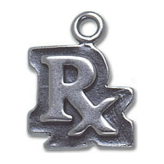 Sterling Silver 7" 4.5mm Charm Bracelet With Attached RX Pharmacy Charm