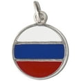thumbnail image 1 of Sterling Silver 7" 4.5mm Charm Bracelet With Attached Round Russian Flag Symbol Charm, 1 of 1