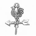 thumbnail image 1 of Sterling Silver 7" 4.5mm Charm Bracelet With Attached Side Facing Rooster Chicken Weather Vane Bird Charm, 1 of 1