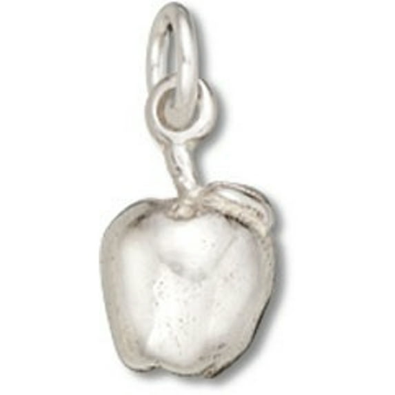 Sterling Silver 7" 4.5mm Charm Bracelet With Attached Small Apple With Leaf And Stem Charm