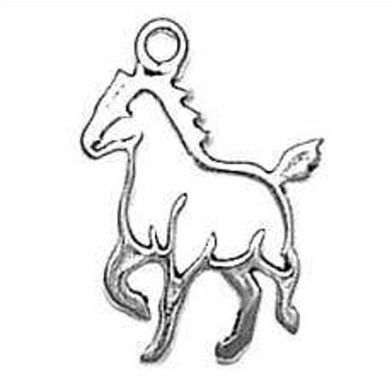 Sterling Silver 7" 4.5mm Charm Bracelet With Attached Small Cutout Silhoutte Trotting Horse Charm