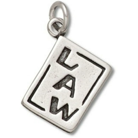 Sterling Silver 7" 4.5mm Charm Bracelet With Attached Two Sided Law Book With Balance Beam Scale Weights Charm