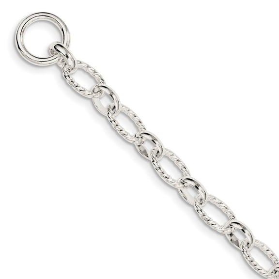 Sterling Silver 7.5 Inch Polished Fancy Link Bracelet - 20.5 Grams - Toggle - Measures 12mm Wide