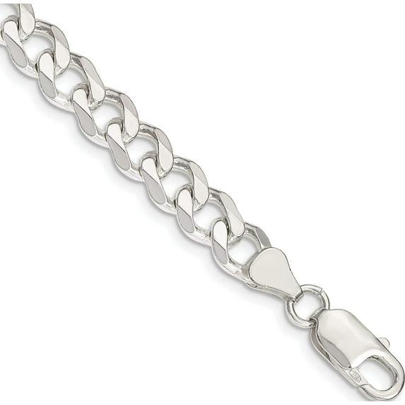 Sterling Silver 7.5mm Curb Chain (7 X 7.5) Made In Italy qcb200-7