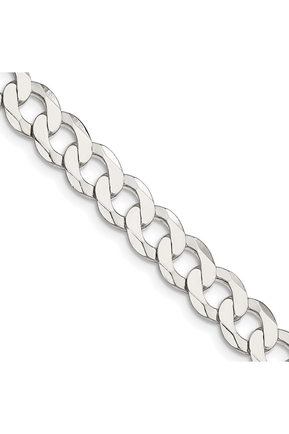 Sterling Silver 7.5mm Flat Curb Chain