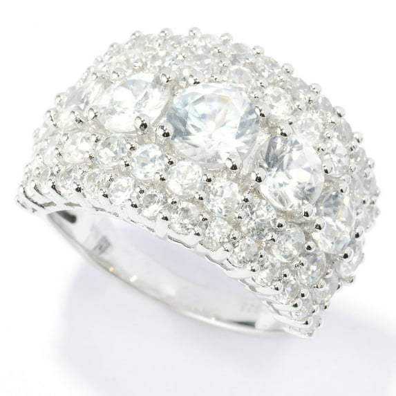 Sterling Silver 7.65Ctw White Natural Zircon Band Ring