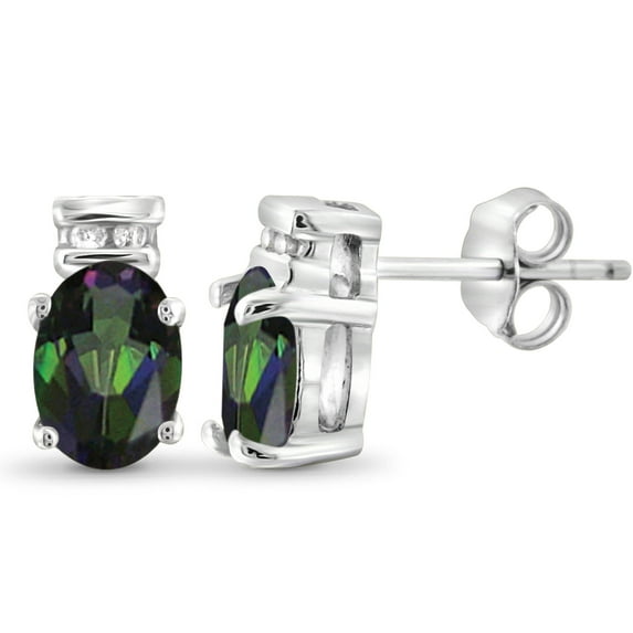 Sterling Silver 7/8ct TW Mystic Topaz and 1 1/5ct TDW White Diamond Earrings (H-I, I2-I3)