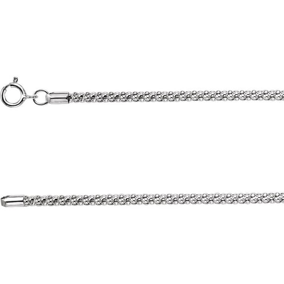 Sterling Silver .75mm Necklace - 7.1 Grams - 18 Inch Popcorn Chain With Spring Ring