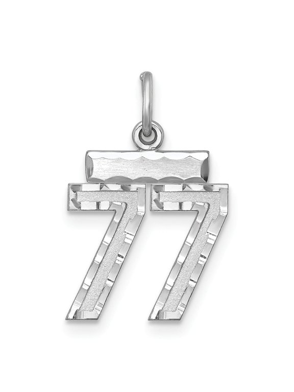 Sterling Silver 77 Pendant Necklace with High Polish and Textured Finish, Unisex Number Charm for Spiritual Meaning, Angel Numerology Symbol, Lucky Jewelry for Men and Women