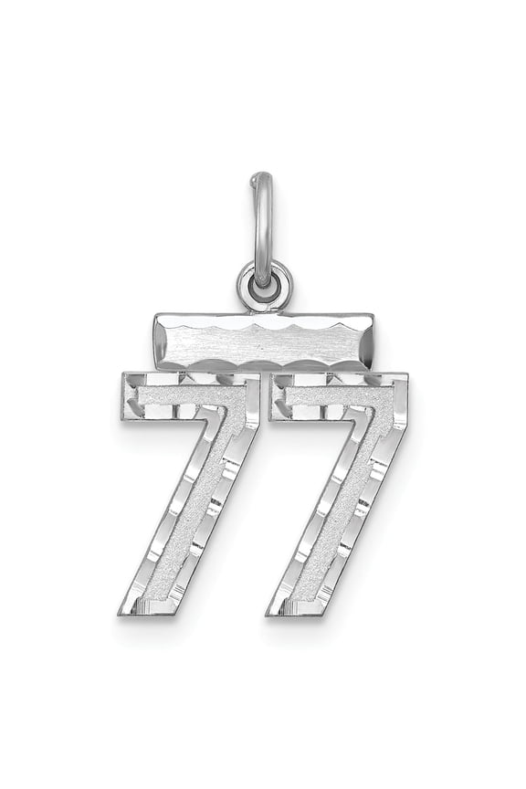Sterling Silver 77 Pendant Necklace with High Polish and Textured Finish, Unisex Number Charm for Spiritual Meaning, Angel Numerology Symbol, Lucky Jewelry for Men and Women