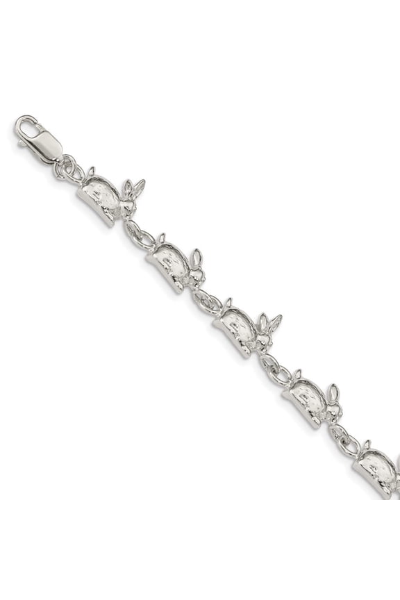 Sterling Silver 7in Rabbits Bracelet