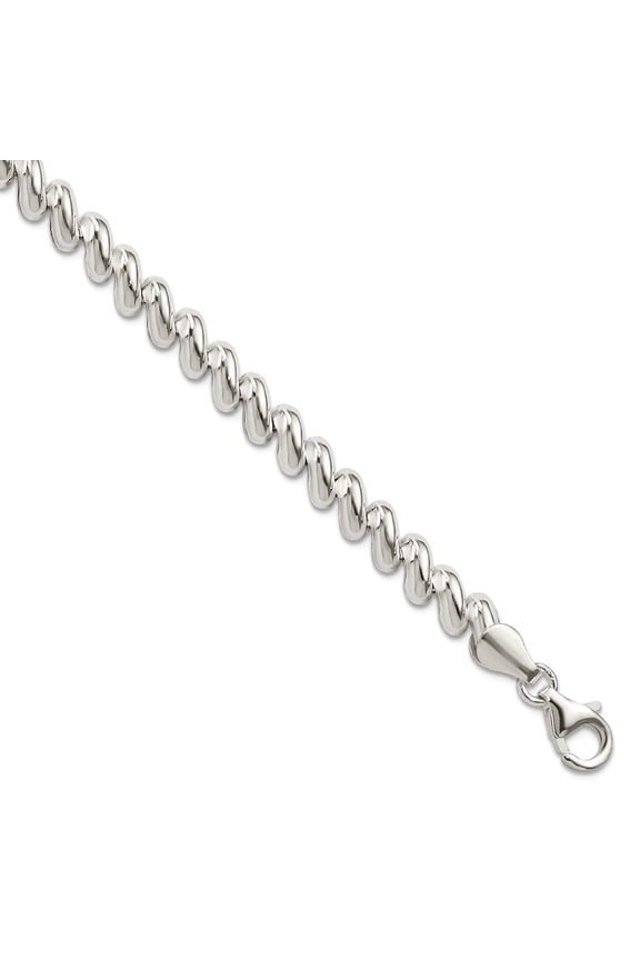 925 Sterling Silver Polished San Marco Bracelet 7.5 Inch Lobster Claw 6mm Wide - Link Bracelet for Women