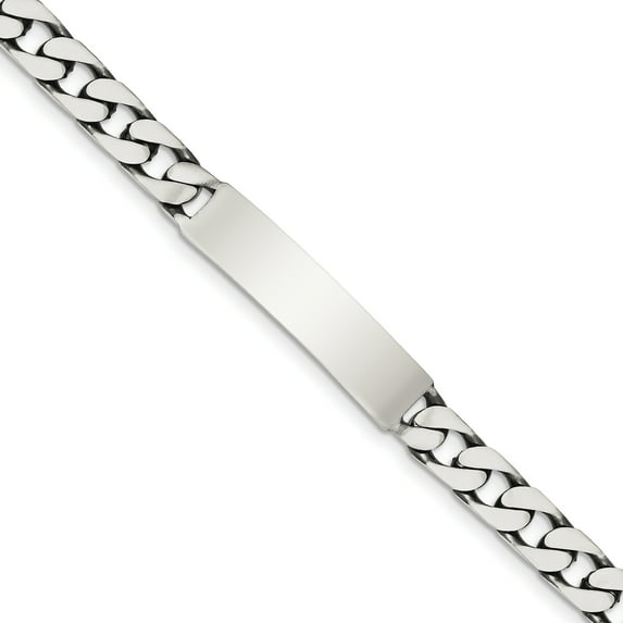 Sterling Silver 7inch Engraveable Antiqued Curb Link ID Bracelet
