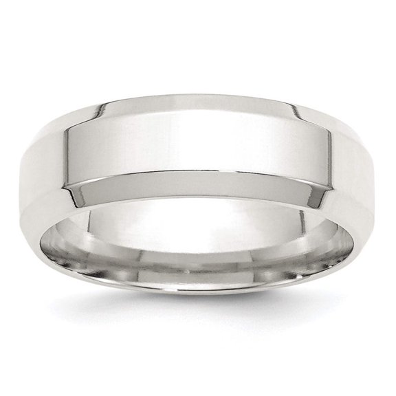 925 Sterling Silver Polished Beveled Edge 7mm Bevel-Edge Size 5 Band Ring -  Jewelry Gift for Mom