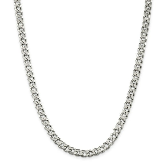 Sterling Silver 7mm Curb Chain Necklace - 37.1 Grams - 20 Inch - Lobster Claw
