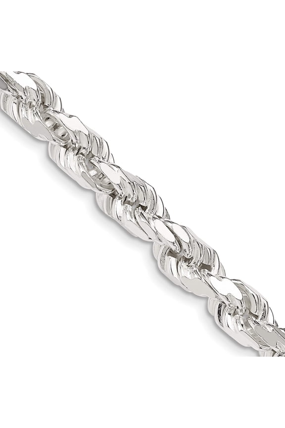 Sterling Silver 7mm Diamond-Cut Rope Chain (24 X 7) Made In Italy qdc140-24