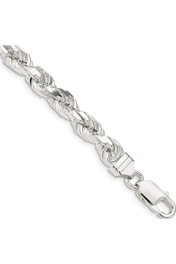 Sterling Silver 7mm Diamond-Cut Rope Chain (9 X 7) Made In Italy qdc140-9
