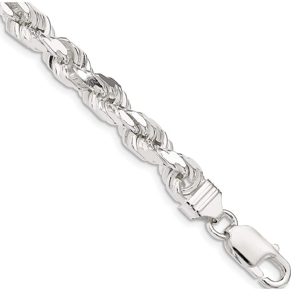 Sterling Silver 7mm Diamond-Cut Rope Chain (9 X 7) Made In Italy qdc140-9
