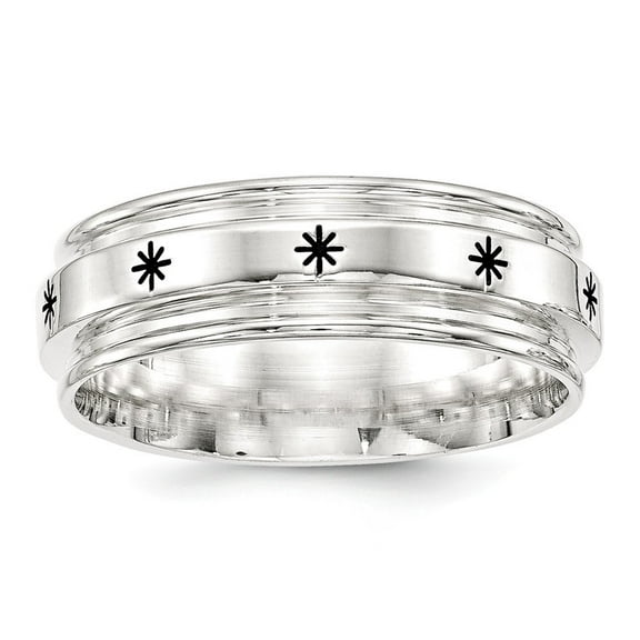 Sterling Silver 7mm Enamel Fancy Band Size 12.5 Ring