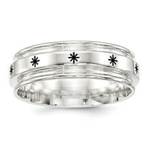 Sterling Silver 7mm Enamel Fancy Band Size 12.5 Ring