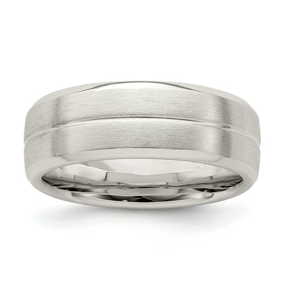 925 Sterling Silver 7mm Brushed Fancy Band Ring Size 7 - Jewelry Gift for Mom