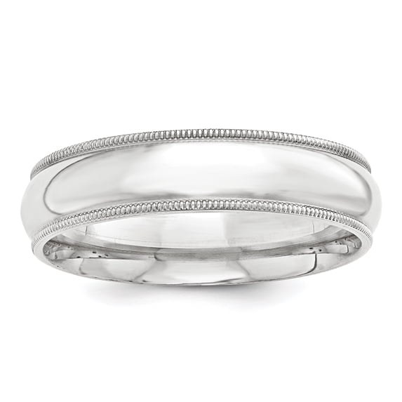 Sterling Silver 7mm Comfort Fit Half Round Milgrain Size 13 Band QCFM070
