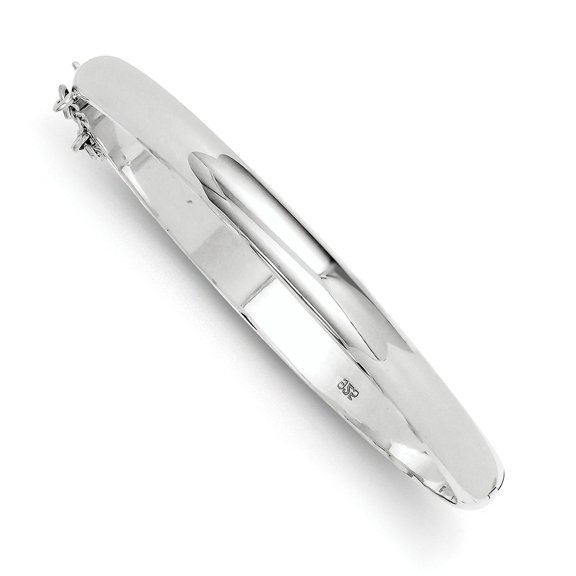 Sterling Silver 7mm Fancy Hinged Bangle Bracelet - 9.5 Grams