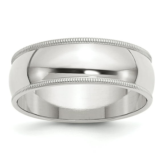 Sterling Silver 7mm Half Round Milgrain Band